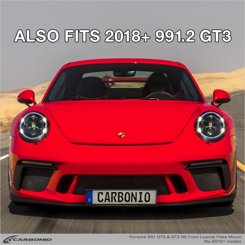 Carbonio No-Drill Front License Plate Mount - Porsche 911 GT3 / GT3 RS / GT2 RS / Speedster (991.1) 2014-2019