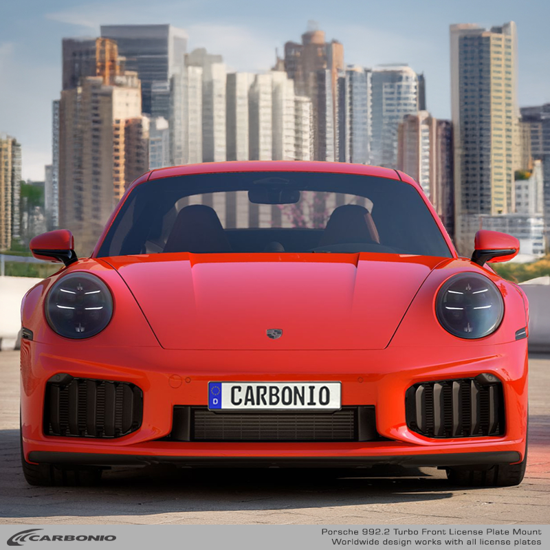 Carbonio No-Drill Front License Plate Mount - Porsche 911 Turbo / Turbo S (992.2) 2026-2027