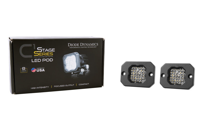 Diode Dynamics SSC1 White Flood Sport Flush Mount RBL LED Pod (Pair) - Universal Fitment