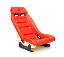 Load image into Gallery viewer, NRG GT Retro Bucket Seat - Red PVC Leather Red Stitching Off-White Fiberglass Back