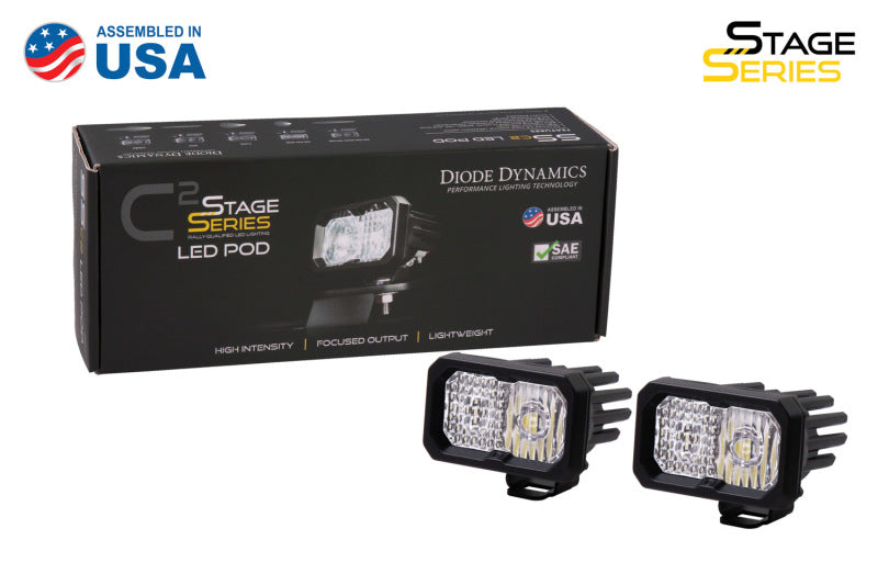 Diode Dynamics C2 1.0 SAE/DOT White Fog Sport ABL LED Pod (Pair) - Universal Fitment