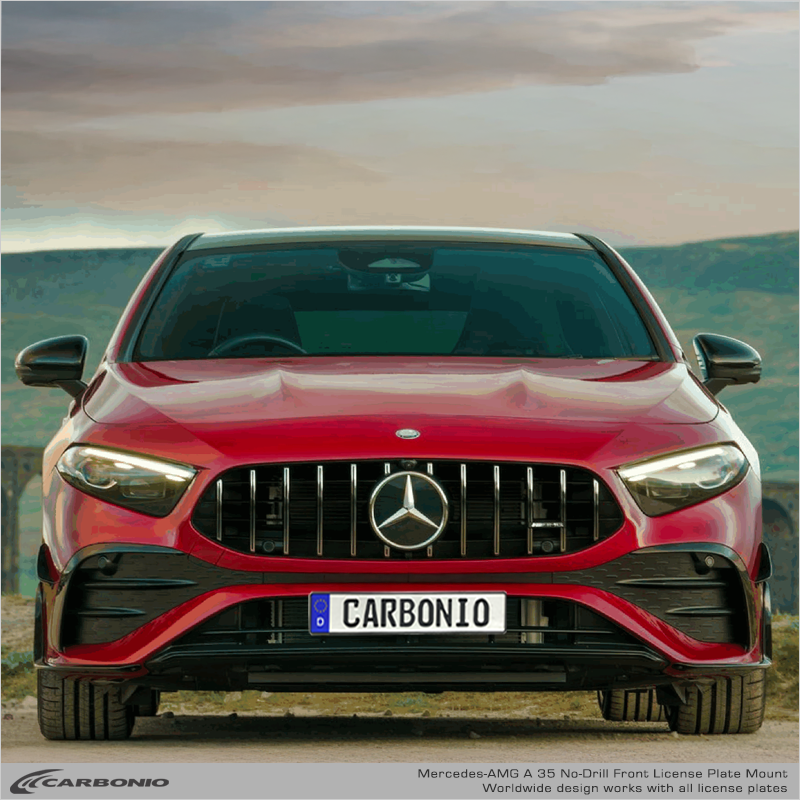 Carbonio No-Drill Front License Plate Mount - Mercedes A35 AMG 2023-2025