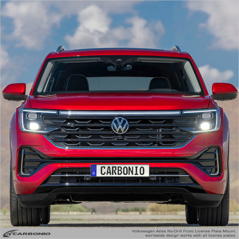 Carbonio No-Drill Front License Plate Mount - Volkswagen Atlas / Atlas Cross Sport 2024-2027