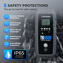 Load image into Gallery viewer, TOPDON TB8000 8A Smart Battery Charger LI, WET, GEL, MF, CAL, EFB, AGM