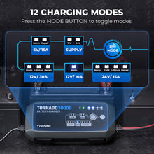 Load image into Gallery viewer, TOPDON Tornado30000 30A Smart Charger and Power Supply 12V/24V