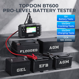 TOPDON BT600 12V Battery & 12V/24V System Tester w/ Built-in Printer