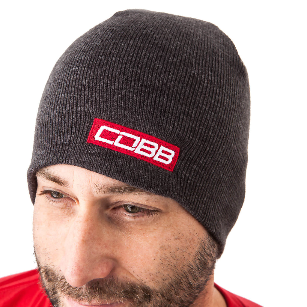 Cobb Tuning Bar Logo Knit Beanie - Gray w/ Red Logo