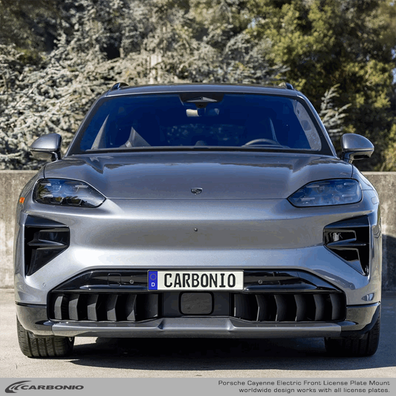 Carbonio No-Drill Front License Plate Mount - Porsche Cayenne Electric 2027+