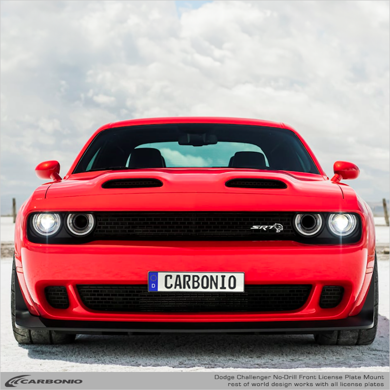 Carbonio No-Drill Front License Plate Mount - Dodge Challenger V8 SRT Models 2015-2023