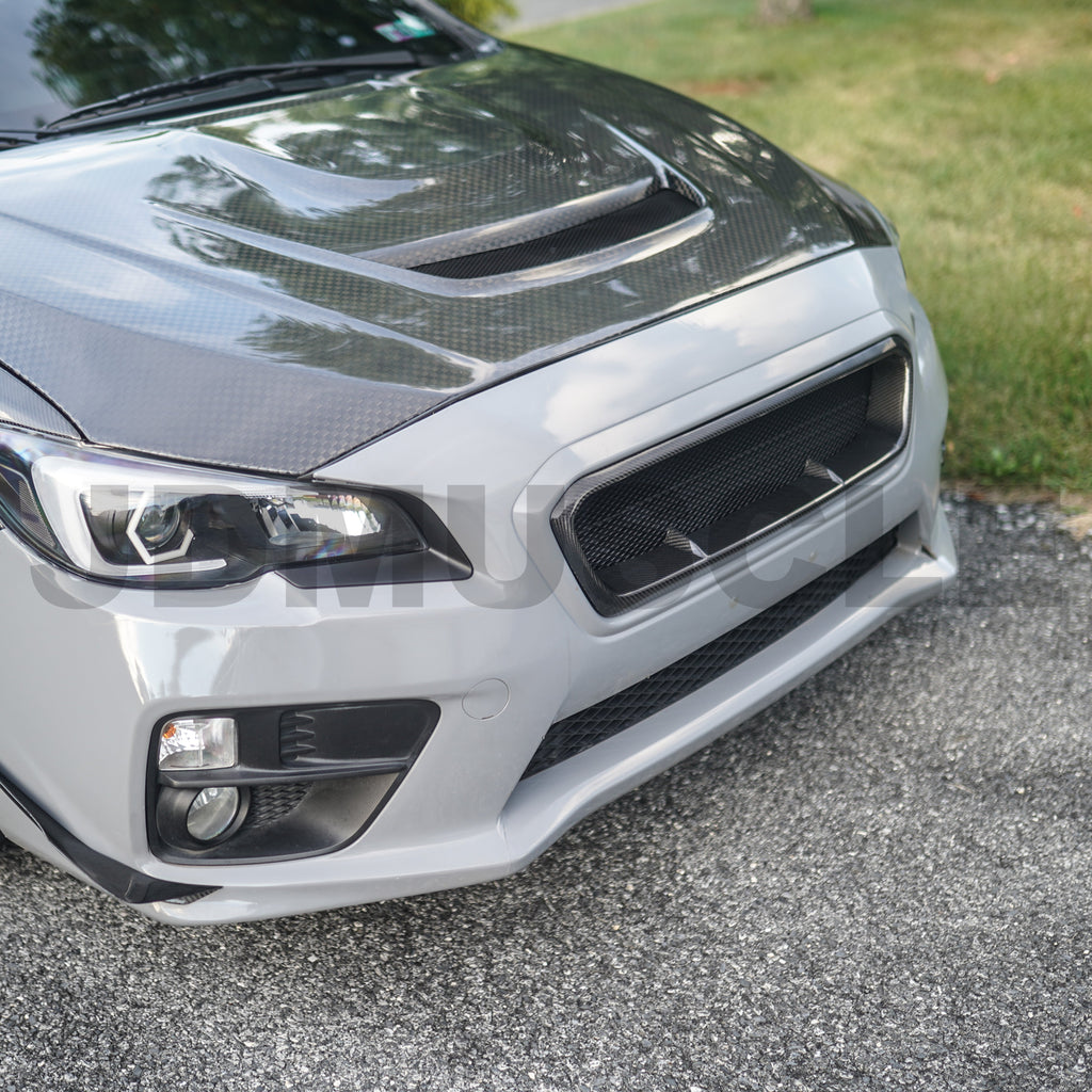 JDMuscle Tanso Carbon Fiber / Gloss Black Grille V4 - Subaru WRX / STi 2015-2017