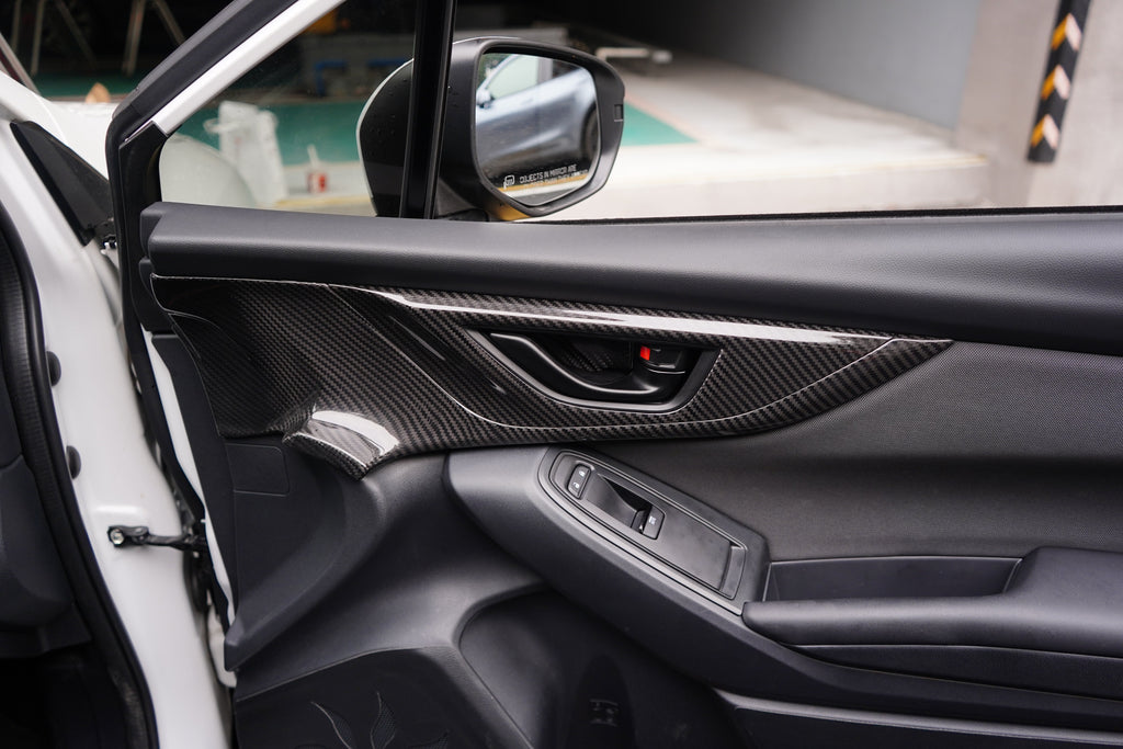 JDMuscle Tanso Dry Carbon Fiber Front Door Larger Panel Covers 2 Piece - Subaru WRX 2022-2025
