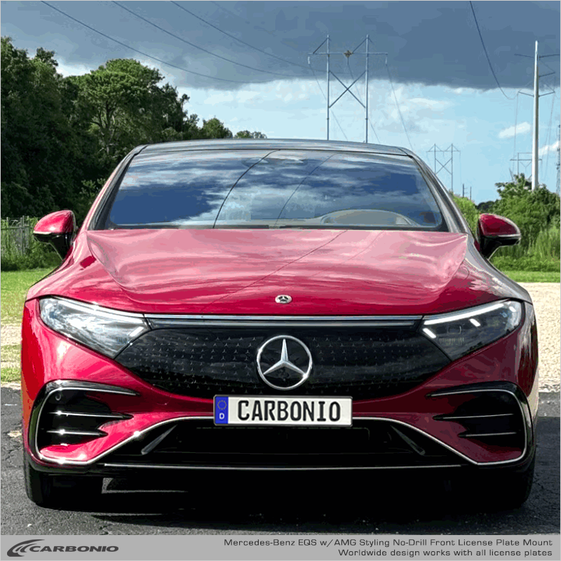 Carbonio No-Drill Front License Plate Mount - Mercedes EQS / EQS AMG Sedan 2022-2027