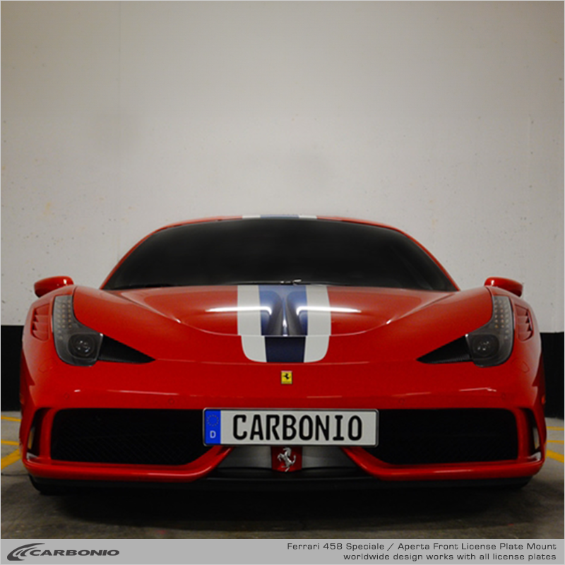 Carbonio No-Drill Front License Plate Mount - Ferrari 458 Speciale & Aperta 2015