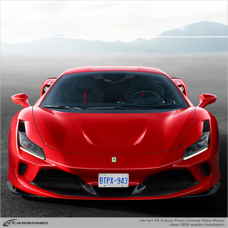 Carbonio No-Drill License Plate Mount - Ferrari F8 Tributo 2020-2023
