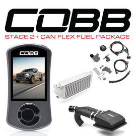 Cobb Stage 2+ CAN Flex Fuel Power Package (OE Location Silver I/C) w/TCM - Ford F-150 Ecoboost Raptor 2017-2020