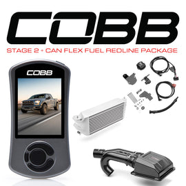 Cobb Stage 2+ CAN Flex Fuel Redline CF Power Package (OE Location Silver I/C) w/TCM - Ford F-150 Ecoboost Raptor 2017-2020