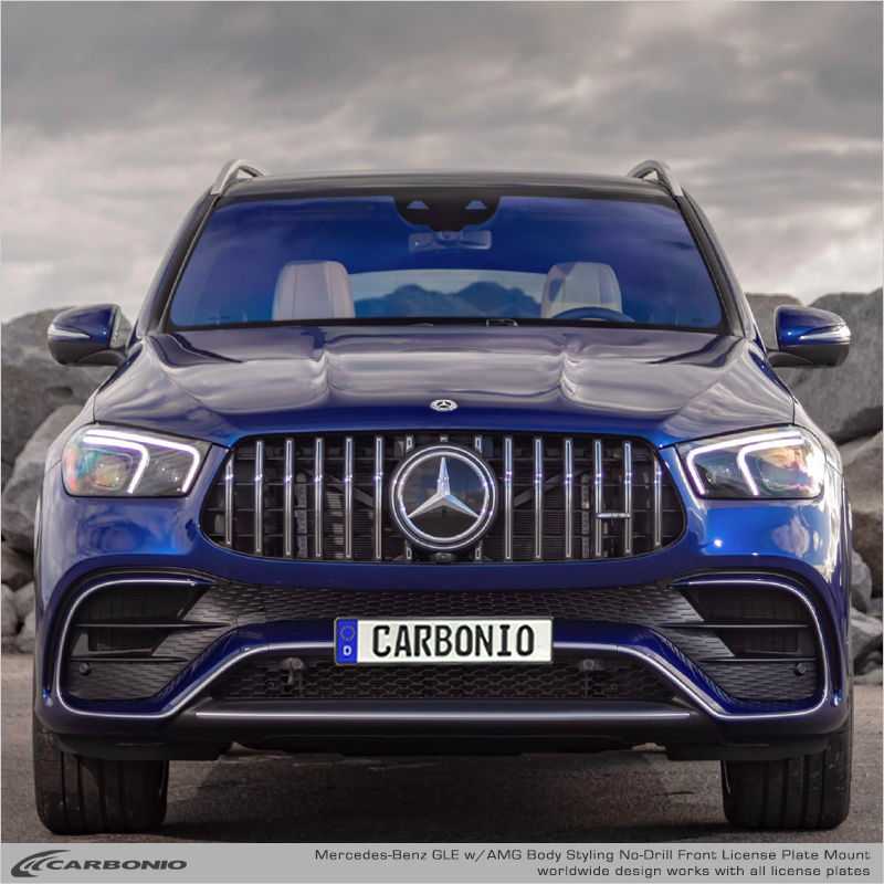 Carbonio No-Drill Front License Plate Mount - Mercedes GLE53 AMG / GLE63 AMG 2021-2027