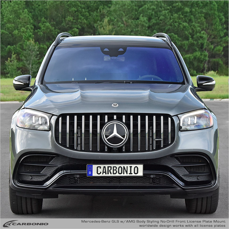 Carbonio No-Drill Front License Plate Mount - Mercedes GLS450 / GLS580 / GLS63 AMG 2020-2027