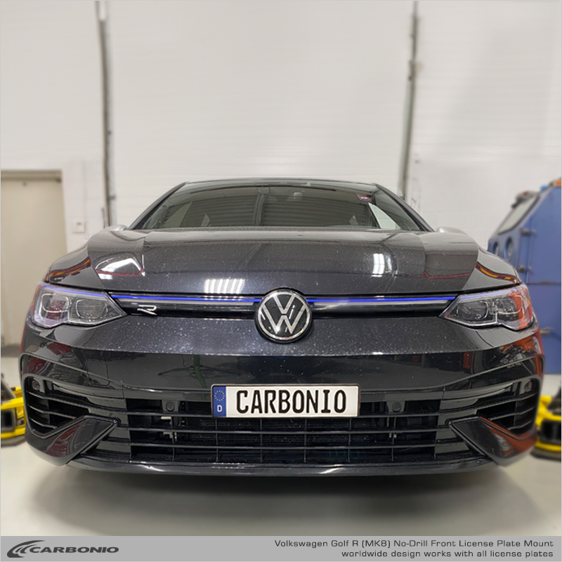 Carbonio No-Drill Front License Plate Mount - Volkswagen Golf R 2022-2024