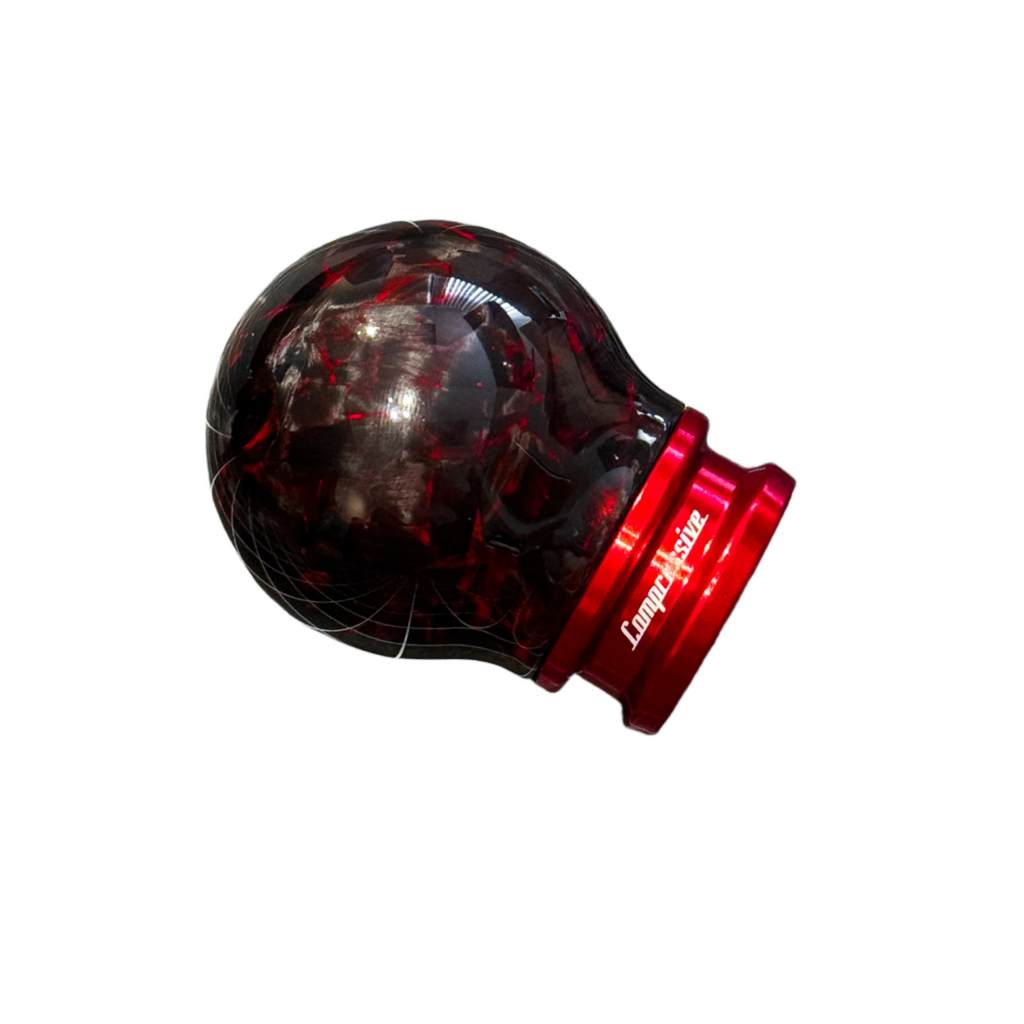 Compressive Tuning Red Forged Carbon Fiber Shift Knob (M12x1.25mm w/ M10 adapter) - Most Subaru Models