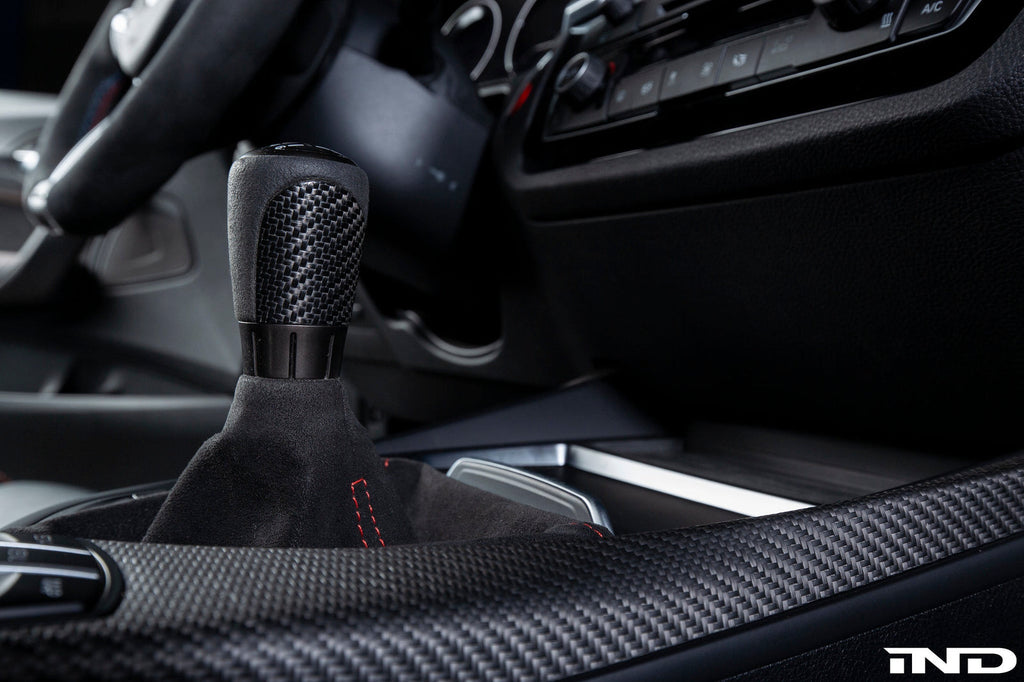 IND 6MT Matte Carbon Stitched Shift Boot w/ Knob - BMW M2 (F87) 2016-2021