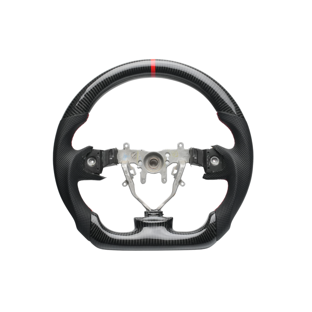 JDMuscle Carbon Lite Series Carbon Fiber Steering Wheel w/ Red Accents - Subaru WRX / STi 2008-2014