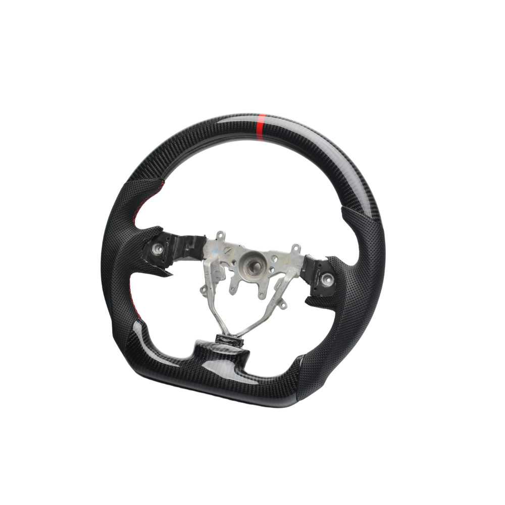 JDMuscle Carbon Lite Series Carbon Fiber Steering Wheel w/ Red Accents - Subaru WRX / STi 2008-2014