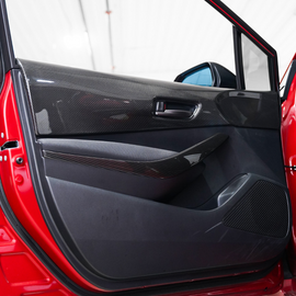 JDMuscle Carbon Fiber Upper Door Trim (Front & Rear Set; 4 Pieces) - Toyota GR Corolla 2023-2024
