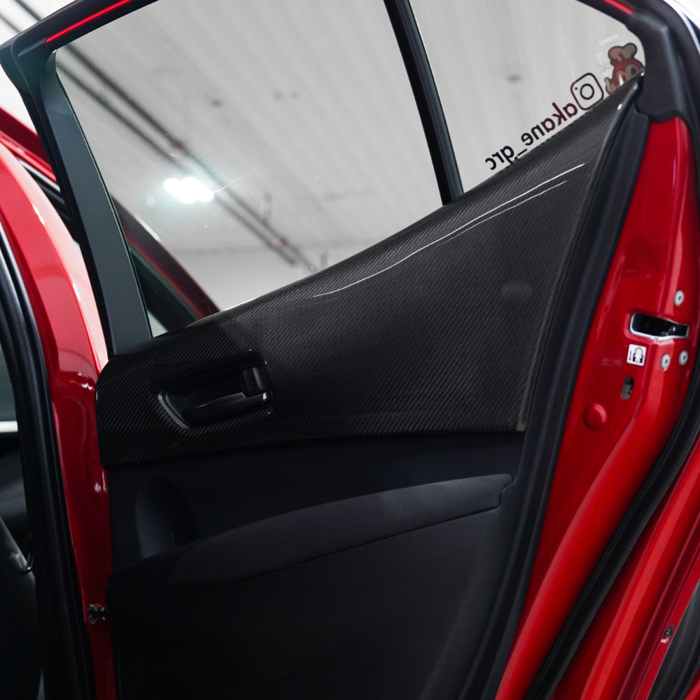 JDMuscle Carbon Fiber Upper Door Trim (Front & Rear Set; 4 Pieces) - Toyota GR Corolla 2023-2024