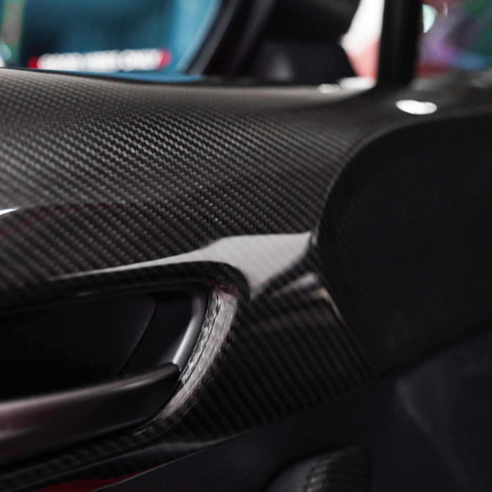 JDMuscle Carbon Fiber Upper Door Trim (Front & Rear Set; 4 Pieces) - Toyota GR Corolla 2023-2024