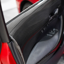 JDMuscle Carbon Fiber Upper Door Trim (Front & Rear Set; 4 Pieces) - Toyota GR Corolla 2023-2024