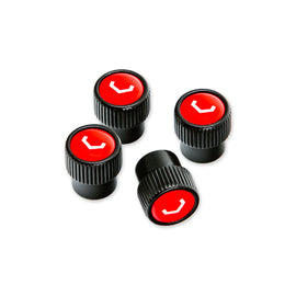 Vossen Classic V Valve Stem Cap Set (Black/Red) - Universal