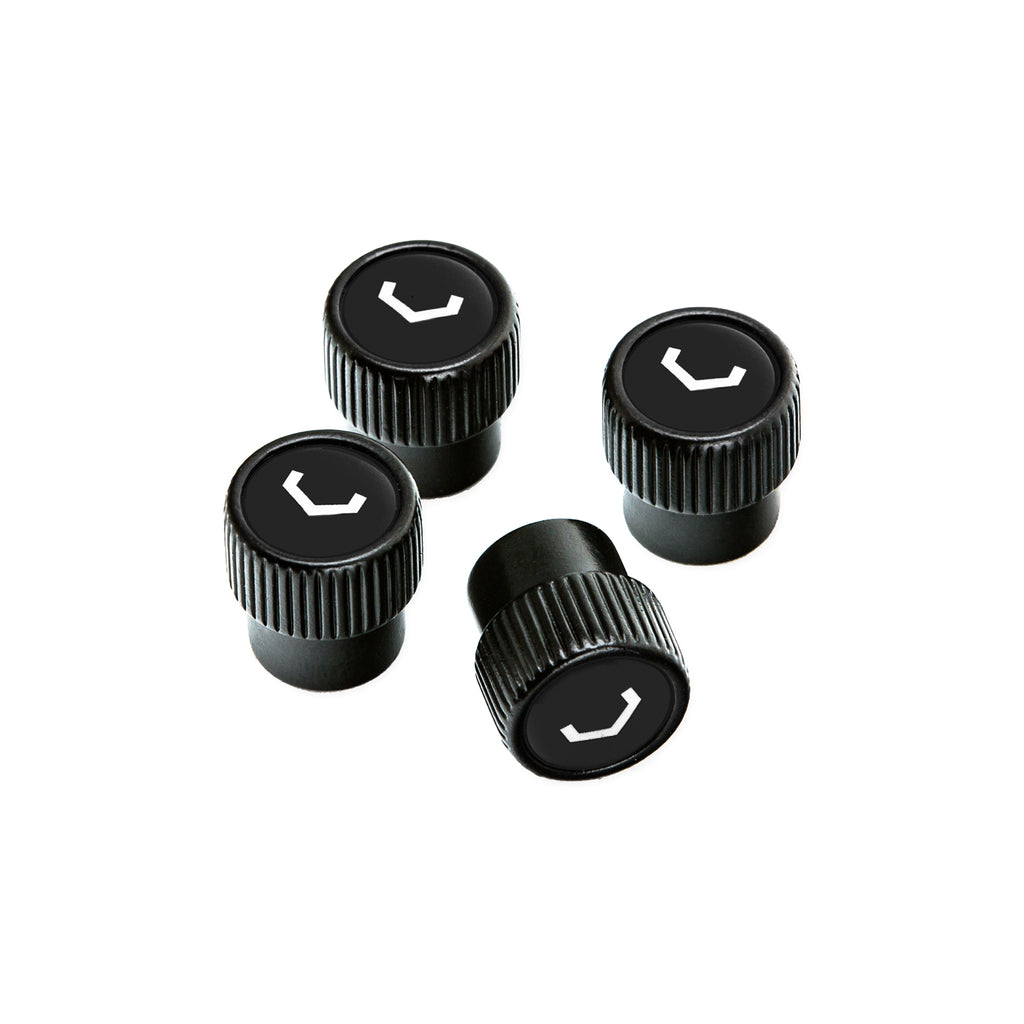 Vossen Classic V Valve Stem Cap Set (Black/Black) - Universal