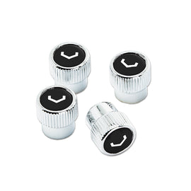 Vossen Classic V Valve Stem Cap Set (Chrome/Black) - Universal