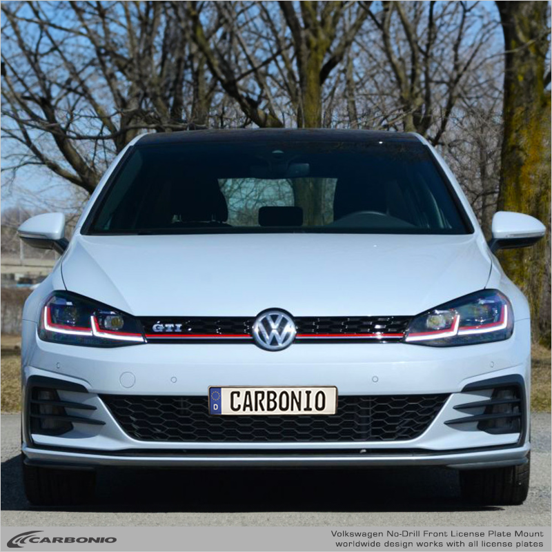 Carbonio No-Drill Front License Plate Mount - Volkswagen Golf / Jetta / GTI / GLI/ R / Alltrack 2012-2021