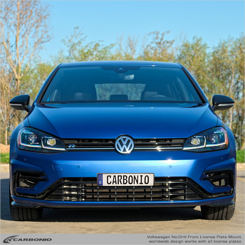 Carbonio No-Drill Front License Plate Mount - Volkswagen Golf / Jetta / GTI / GLI/ R / Alltrack 2012-2021