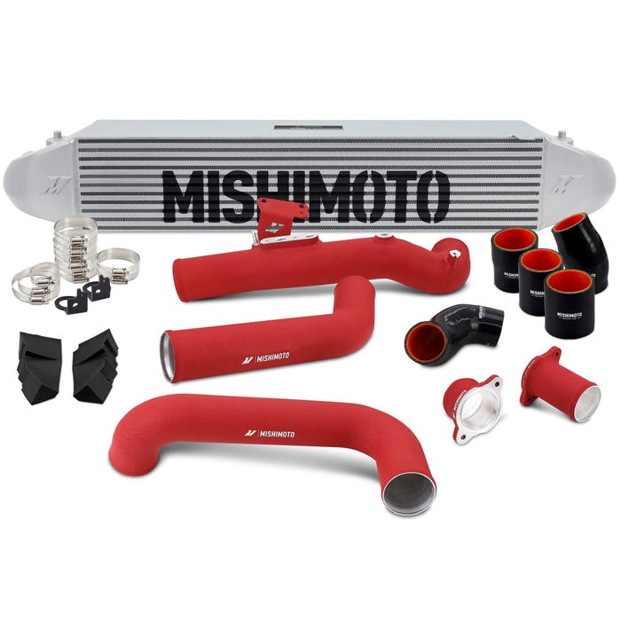 Mishimoto Silver Intercooler Kit w/ Red Pipes - Acura Integra / Honda Civic 1.5T (Incl. Si) 2022+