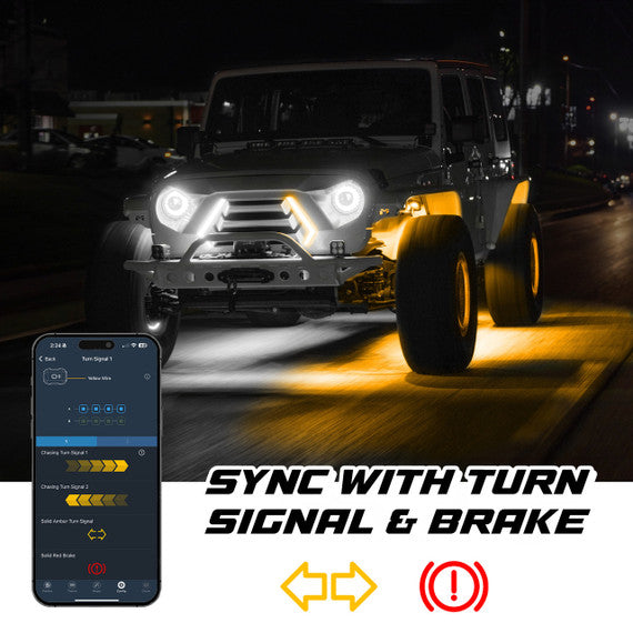 XKmax LED Ultra 3-Row Wheel Ring Lights with RGBW Color Chasing | App-controlled