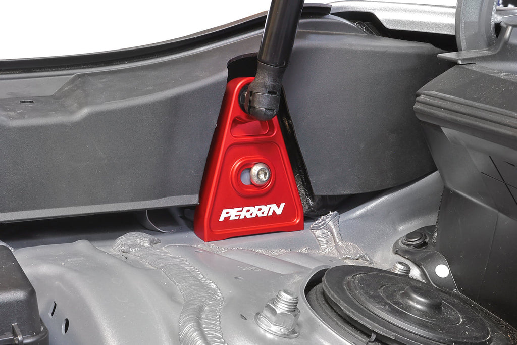 PERRIN Red High-Lift Hood Brackets - Subaru WRX / STi 2015-2026