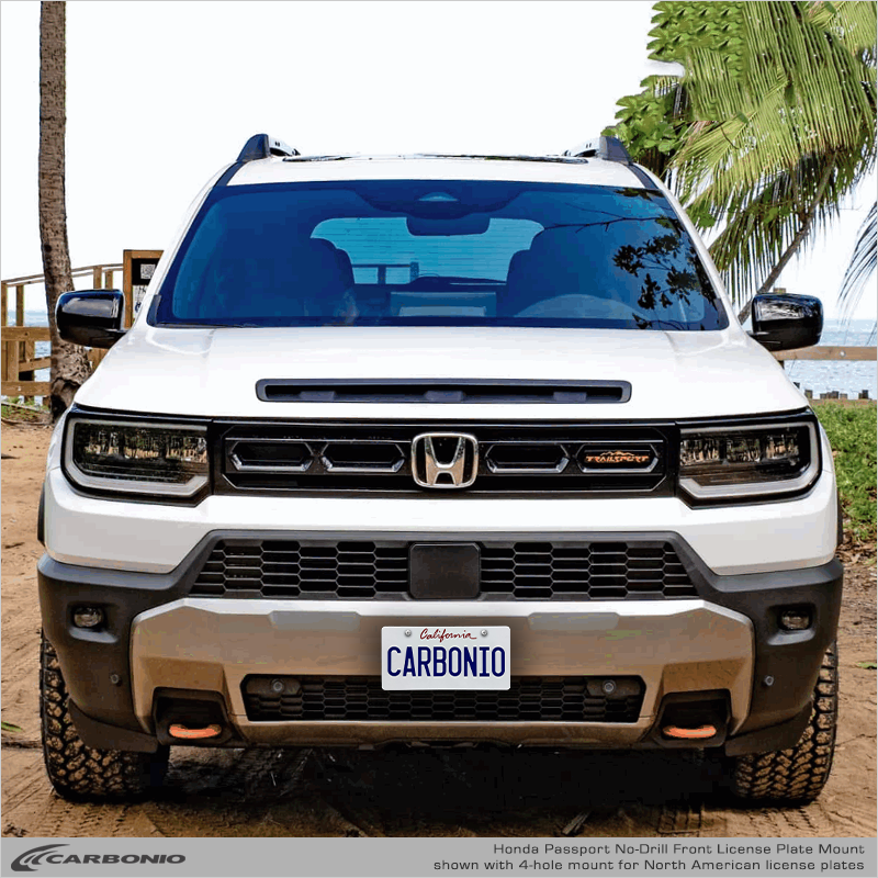 Carbonio No-Drill Front License Plate Mount - Honda Passport 2026-2027