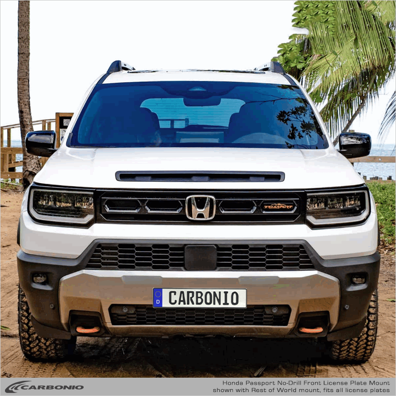 Carbonio No-Drill Front License Plate Mount - Honda Passport 2026-2027