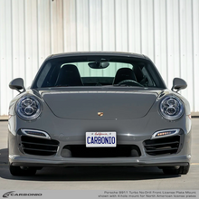 Load image into Gallery viewer, Carbonio No-Drill Front License Plate Mount - Porsche 911 Turbo / Turbo S (991.1) 2014-2016