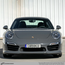 Load image into Gallery viewer, Carbonio No-Drill Front License Plate Mount - Porsche 911 Turbo / Turbo S (991.1) 2014-2016