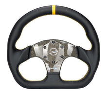 Load image into Gallery viewer, NRG 320mm Carbon Fiber Flat Bottom Steering Wheel (Yellow CF Center w/Yellow Stitch/Yellow Mark) - Universal