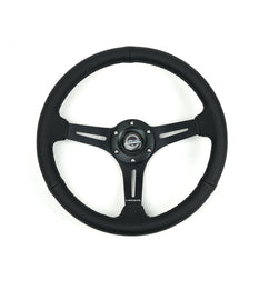 NRG Reinforced Perforated Leather Racing Steering Wheel 350mm / 2.5in Deep / 4mm Matte Black Spoke - Universal