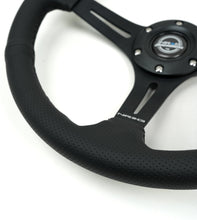 Load image into Gallery viewer, NRG Reinforced Perforated Leather Racing Steering Wheel 350mm / 2.5in Deep / 4mm Matte Black Spoke - Universal