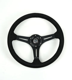 NRG Reinforced Micro Suede Racing Steering Wheel (350mm / 2.5in Deep) - Universal