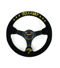 Load image into Gallery viewer, NRG Reinforced Black Perforated Leather Steering Wheel 350mm / 3in Deep w/ NVR Embroidery