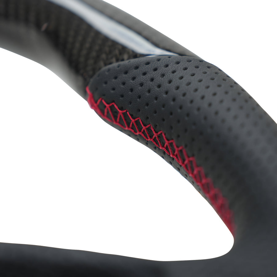 NRG OEM Plus Carbon Fiber Steering Wheel w/ Red Stitch & Red Center Mark - Toyota Tacoma 2012-2023 (+Multiple Fitments)
