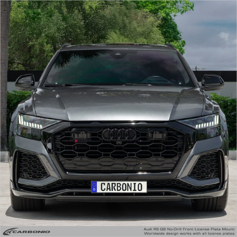 Carbonio No-Drill Front License Plate Mount - Audi Q8 / SQ8 / RS Q8 2024-2026